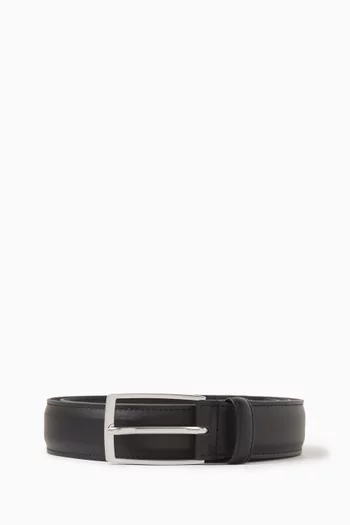 Smooth Buckled Belt in Leather