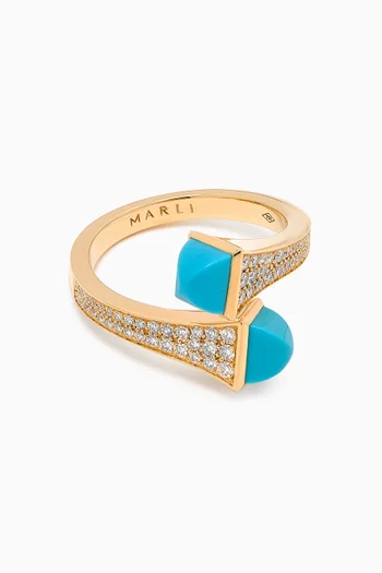 Cleo Diamond & Turquoise Ring in 18kt Gold