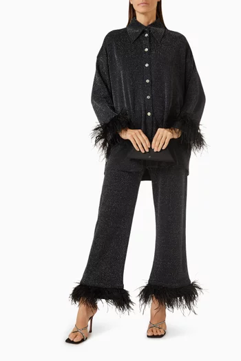 طقم بيجاما كوزموس فضفاض جيرسيه لامع