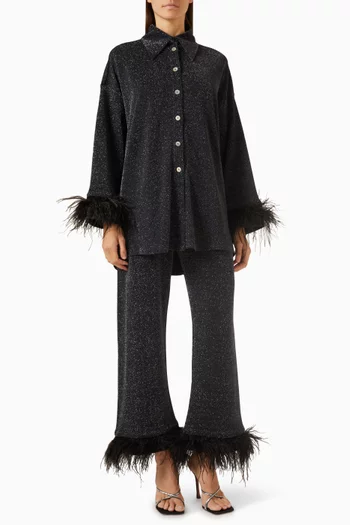 طقم بيجاما كوزموس فضفاض جيرسيه لامع