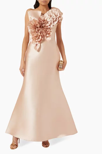 فستان بكشكش ونقشة زهور ميكادو