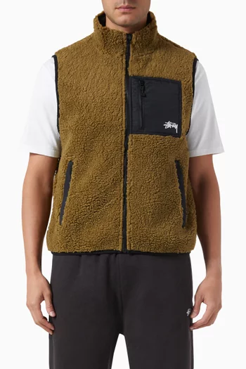 Reversible Vest in Sherpa Fleece & Nylon