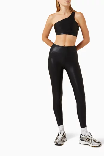 Cold-shoulder Sports Bra in Metallic-jersey