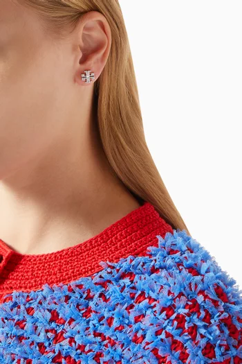 Kira Pavé Crystal Stud Earrings in Metal