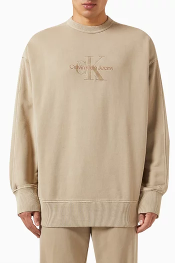 Monogram Mineral Dyed Sweatshirt in Cotton Terry