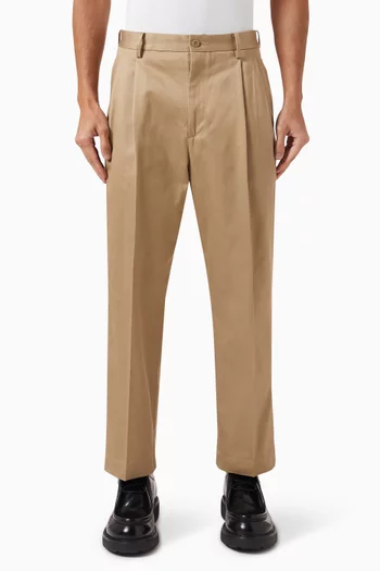Double-pleated Chino Pants in Woven-cotton