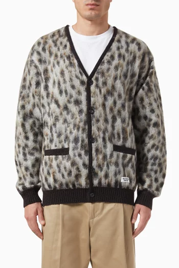 Leopard-print Cardigan in Mohair Wool-blend