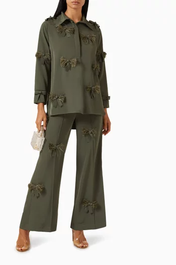 Feather-bow Shirt in Crepe
