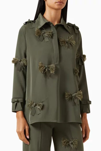 Feather-bow Shirt in Crepe
