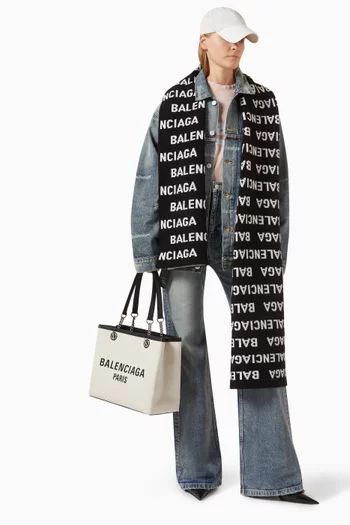 All-over Logo Intarsia Scarf in Wool-blend Knit