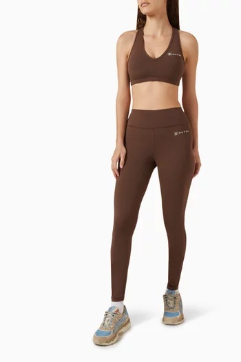 Runner Script V-Neck Sports Bra in Stretch Nylon