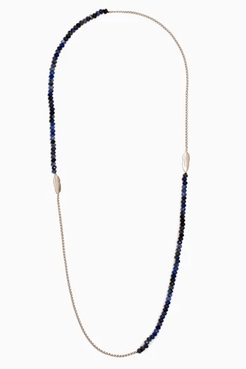 Ipanema Plume Necklace in Rhodium Plated Silver & Sodalite