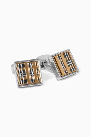 Prince Of Wales Tweed Cufflinks in Rose Gold & Palladium Plated