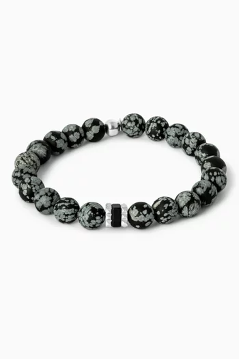 Giza Bracelet in Snowflake Obsidian & Stainless Steel