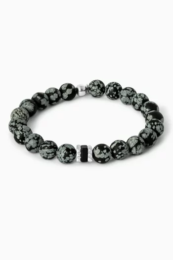 Giza Bracelet in Snowflake Obsidian & Stainless Steel