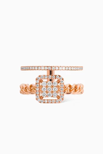 Quwa Square Diamond Double Ring in 18kt Rose Gold