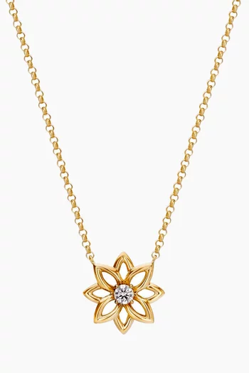 Lotus Flower Diamond Necklace in 18kt Gold