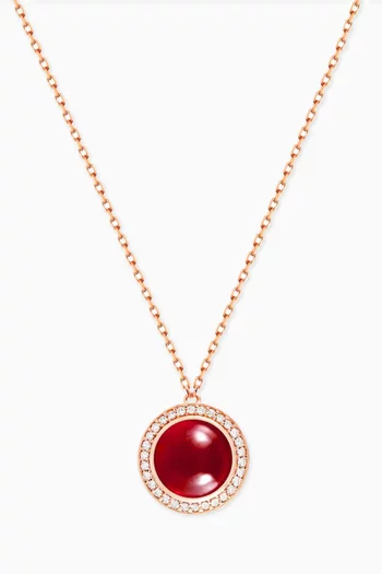 Noor Diamond & Rhodolite Garnet Necklace in 18kt Rose Gold