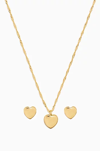 Heart Earrings & Necklace Set in 18kt Gold