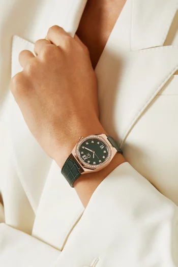 Coussin Sleek Lady Quartz Stainless Steel & Leather Watch, 34mm