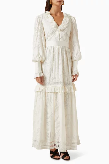 Ruffled Printed Maxi Dress in Viscose-blend