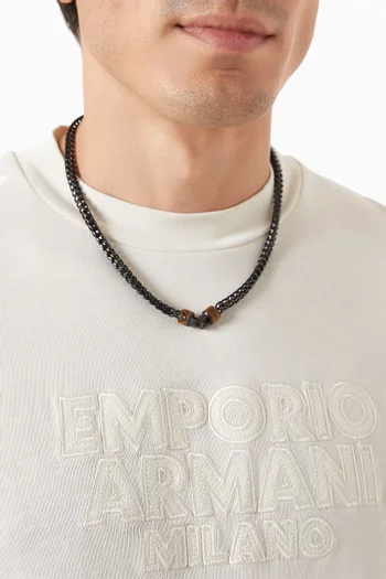 Necklace in Tiger's Eye & Stainless Steel