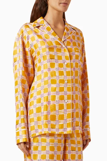 Check Fields Pyjama Shirt in Silk Twill