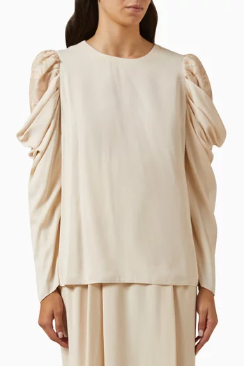 Lace Draped-sleeve Blouse in Viscose-blend