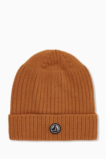 Embroidered Logo Knit Hat in Organic Cotton