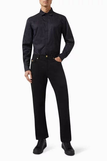 Logo Jacquard Shirt in Cotton Poplin