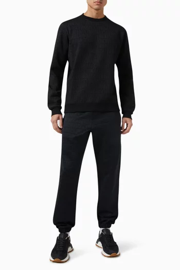 سويت شيرت بنقشة شعار الماركة جاكار صوف بمزيج قطن