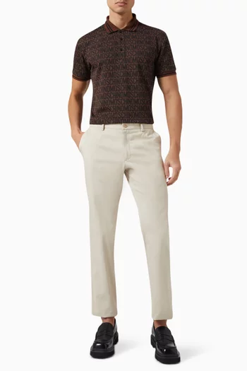 تي شيرت بولو بنقشة شعار الماركة جاكار جيرسيه بمزيج قطن