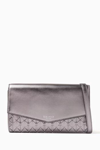 Pochette Bag with Mirror in Metallic Leather