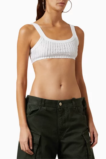 Crystal-embellished Crop Top in Ribbed-jersey