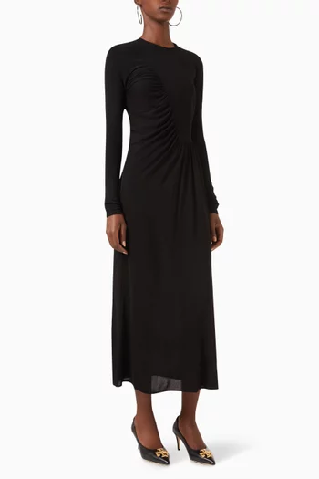 Ruched Midi Dress in Jersey Crepe