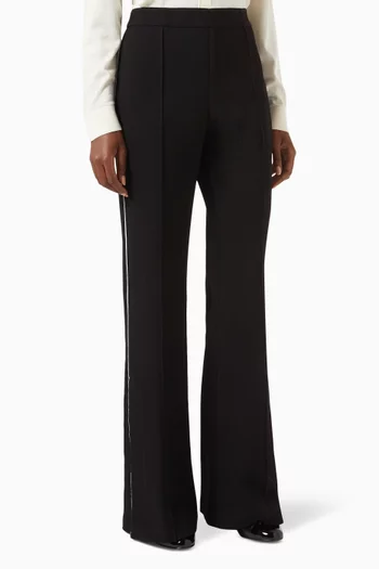 Side-striped Flared Pants in Bonded Crepe