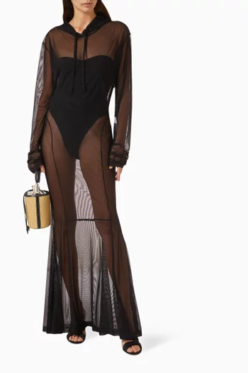 Hooded Gown in Stretch Lycra