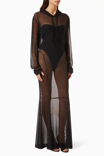 Hooded Gown in Stretch Lycra