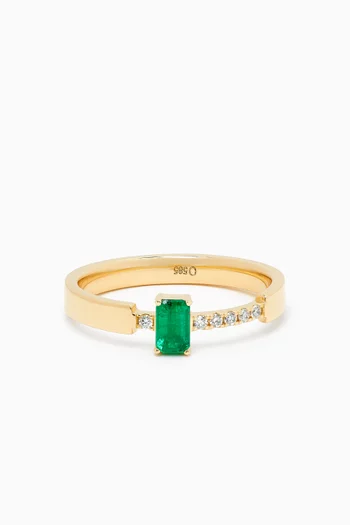 Emerald & Diamond Ring in 14kt Gold