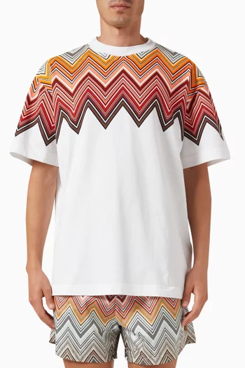 Large Zigzag Print T-shirt in Cotton
