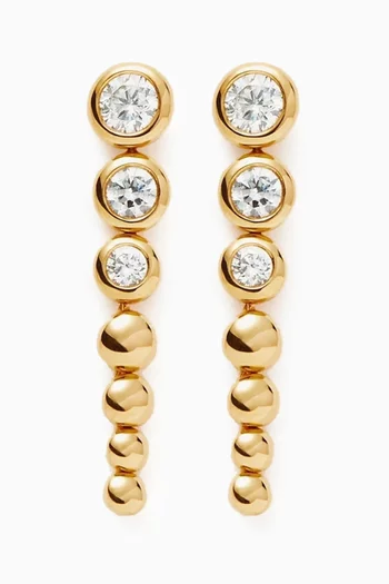 Articulated Beaded Stone Drop Earrings in 18kt Recycled Gold-plated Vermeil