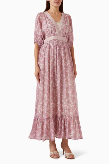 Nova Floral-print Maxi Dress in Cotton-silk