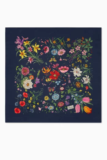 Flora-print Scarf in Silk Carré
