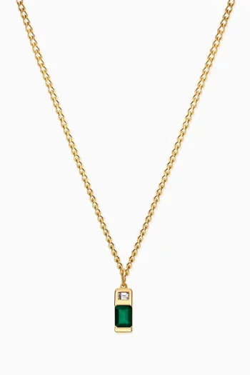 Everett Agate & Baguette Sapphire Necklace in Gold Vermeil