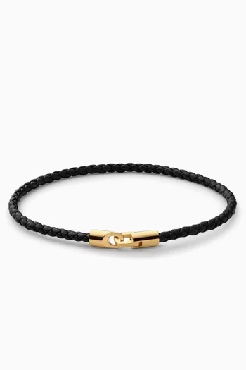 Cruz Bracelet in Leather & Gold Vermeil