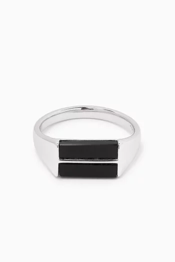 Duo Onyx Ring in Sterling Silver