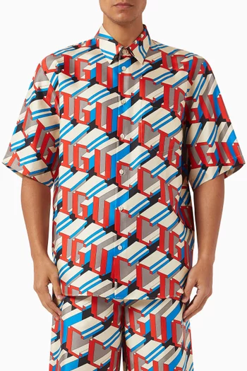 Pixel Print Shirt in Silk