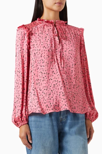 Lianise Floral Print Top in Satin