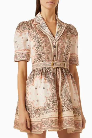 Matchmaker Mini Shirt Dress in Silk-linen Organza