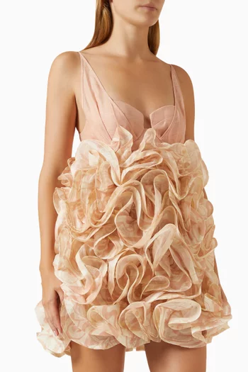 Matchmaker Ruffle Mini Dress in Silk Linen Organza